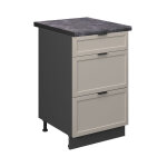 Vicco - meuble cuisine fame - line, grisbeige, 50 cm, pt anthracite