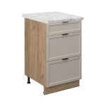 Vicco - meuble cuisine fame - line, grisbeige, 50 cm, pt marbre