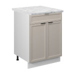 Vicco - meuble cuisine fame - line, grisbeige, 60 cm avec tiroir, pt marbre