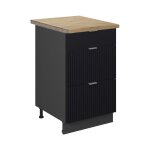 Vicco - meuble cuisine fame - line, noir ray, 50 cm, pt chne