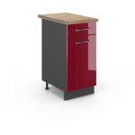 Meuble cuisine fame - line, rouge bordeaux haute brillance, 40 cm, pt chne vicco
