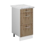 Vicco - meuble cuisine r - line, chne artisan, 40 cm avec tiroirs, pt marbre