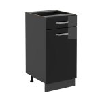 Vicco - meuble cuisine r - line, noir haute brillance, 40 cm, pt anthracite