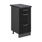 Meuble cuisine r - line, noir haute brillance, 40 cm avec tiroirs, pt anthracite vicco