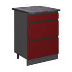 Vicco - meuble cuisine r - line, rouge, 60 cm avec tiroirs, pt anthracite