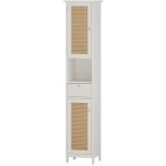 Vicco - meuble de rangement de salle de bain rosario, blanc, 32 x 170 cm avec 2 portes et un tiroir