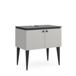 Vicco - meuble sous vasque simple gerta, gris, 80 x 79 cm avec portes