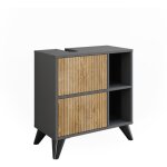 Vicco - meuble sous vasque simple leano, anthracite / chêne de montagne, 60x62cm avec 2 tiroirs Vicco - meuble sous vasque simple leano, anthracite / chêne de montagne, 60x62cm avec 2 tiroirs