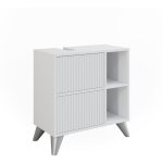 Vicco - meuble sous vasque simple leano, blanc, 60x62cm avec 2 tiroirs