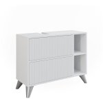 Vicco - meuble vasque simple leano, blanc, 80x62cm avec 2 tiroirs Vicco - meuble vasque simple leano, blanc, 80x62cm avec 2 tiroirs