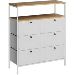 Vicco - table d'appoint belaro, blanc, 80x95cm 6 tiroirs