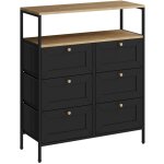 Vicco - table d'appoint belaro, noir, 80x95cm avec 6 tiroirs