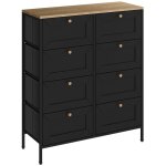 Table d'appoint belaro, noir, 80x95cm avec 8 tiroirs vicco