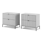 Vicco - table de chevet eliza, gris, 66 x 60 cm lot de 2