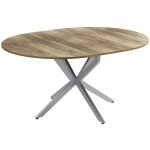 Vicco - table de salle  manger loyd, chne rustique / gris, 120x76. 5cm extensible