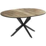 Vicco - table de salle � manger loyd, noir / ch�ne rustique, 120x76. 5cm extensible