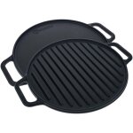 Victoria 38007 plaque � griller en fonte �maill�e induction grille r�versible 32cm pour feu noir