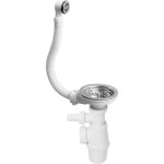 Vidage complet �vier 1 bac 90 mm avec bonde panier inox et siphon r�glable, wirquin 30723095, chrom�