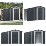 Abri de jardin anthracite 277x93x179 cm acier galvanis� - abri de jardin - abri m�tal - rangement ext�rieur ...