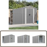 Abri de jardin gris 277x93x179 cm acier galvanis - abri de jardin - abri mtal - rangement extrieur ...