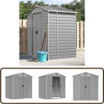 Abri de jardin gris clair 191x130x198 cm acier galvanis - abri de jardin - abri mtallique - rangement ...