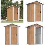Abri de jardin marron 126x97, 5x177 cm acier galvanis - abri de jardin - abri extrieur - rangement ...