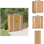Abri de jardin marron clair 192x108x223 cm acier galvanis - abri de jardin - abri extrieur - rangement ...