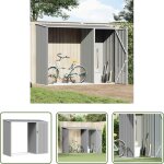 Vidaxl abri de jardin avec r�telier - abri � bois de jardin gris 245x98x159 cm acier galvanis�