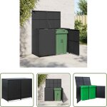 Vidaxl abri poubelle double porte - abris pour poubelle double r�sine tress�e noir 148x80x111 cm