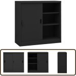 Armoire de bureau porte coulissante anthracite 90x40x90cm acier - armoire de bureau - meuble de rangement ...