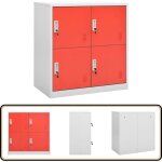 Armoire  casiers gris clair et rouge 90x45x92, 5 cm acier - armoire  casiers - meuble de rangement ...