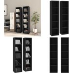 Vidaxl - armoires � cd 2 pcs noir 21x16x93, 5 cm agglom�r� - meuble rangement cd - biblioth�que cd - ...
