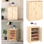 Armoire � chaussures 60x35x80 cm bois de pin massif - meuble � chaussures - rangements chaussures - �tag�re ...