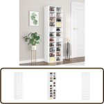 Armoire � chaussures blanc 54x34x183 cm bois d'ing�nierie - etagere chaussure - meuble chaussure - range ...