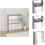 Armoire � chaussures miroir 2 niveaux sonoma gris 63x17x67 cm - meuble chaussure - armoire chaussure ...