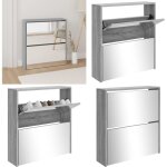Vidaxl - armoire  chaussures miroir 2 niveaux sonoma gris 63x17x67 cm - meuble chaussure - armoire chaussure ...