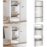 Armoire  chaussures miroir 4 niveaux blanc brillant - meuble chaussure - armoire chaussure - range chaussures ...