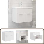 Armoire d'vier avec lavabo intgr blanc agglomr - meuble de salle de bain - meuble vasque - armoire ...