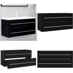 Vidaxl - armoire d'�vier noir 100x38, 5x48 cm bois d'ing�nierie - meuble salle de bain - armoire lavabo ...