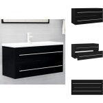 Armoire d'�vier noir 100x38, 5x48 cm bois d'ing�nierie - meuble salle de bain - armoire lavabo - meuble ...