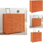 Vidaxl - armoire lat�rale cire marron 100x40x90 cm bois de pin massif - meuble buffet - commode - armoire ...