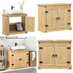 Vidaxl - armoire lavabo de salle de bain corona bois de pin massif - meuble lavabo - armoire salle de ...