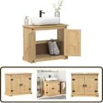 Vidaxl - armoire lavabo de salle de bain corona bois de pin massif - meuble lavabo - armoire salle de ...