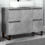 Vidaxl ? armoire de lavabo salle de bain gris b�ton 80x33x60 cm ? bois d'ing�nierie r�sistant � l'humidit� ...