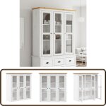 Armoire avec portes vitrées bodo blanc marron bois pin massif - meuble de rangement - armoire vitrée ... Armoire avec portes vitrées bodo blanc marron bois pin massif - meuble de rangement - armoire vitrée ...
