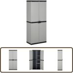 Armoire de rangement de jardin 3 étagères gris / noir 68x40x168cm - meuble de jardin - armoire extérieure ... Armoire de rangement de jardin 3 étagères gris / noir 68x40x168cm - meuble de jardin - armoire extérieure ...