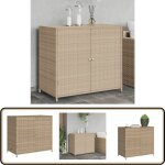 Armoire de rangement de jardin beige 83x45x76 cm r�sine tress�e - coffre de jardin - rangement ext�rieur ...