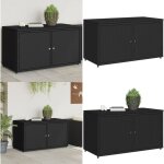 Armoire de rangement jardin noir 110x55x60, 5 cm rsine tresse - coffre de jardin - rangements exterieur ...