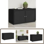Armoire de rangement jardin noir 110x55x60, 5 cm rsine tresse - coffre de jardin - rangements exterieur ...