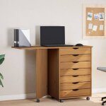 Vidaxl - armoire roulante avec bureau moss marron miel bois de pin Vidaxl - armoire roulante avec bureau moss marron miel bois de pin